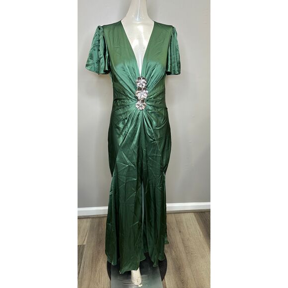 Cinq à Sept Kordyn Bias-Cut Midi-Dress In Forest Fog US 4 $725 - Picture 8 of 14